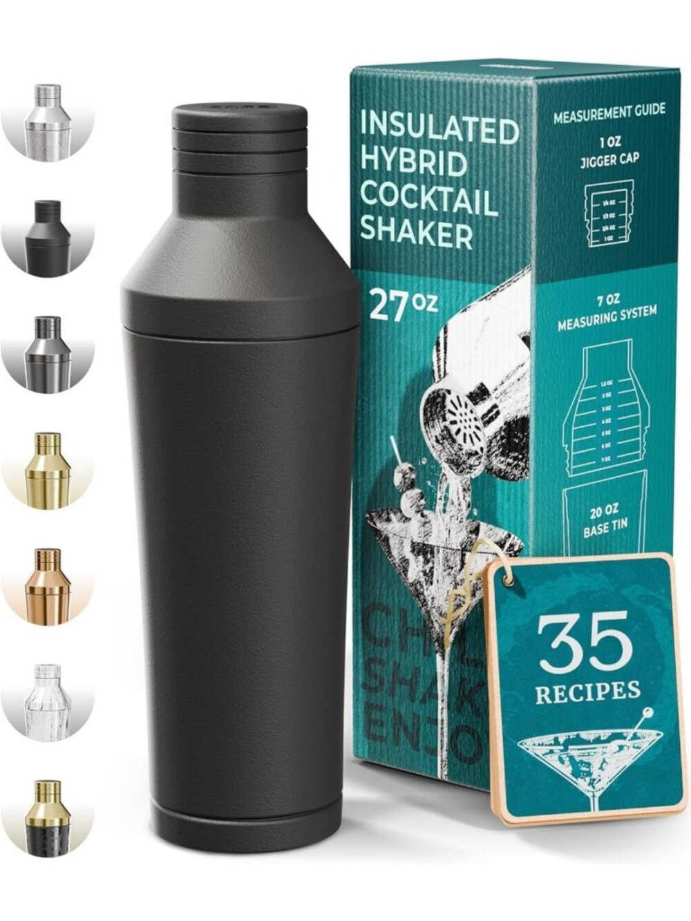 Insulated Stainless Steel Cocktail Shaker Set | Home Bar Essentials & Travel Bag